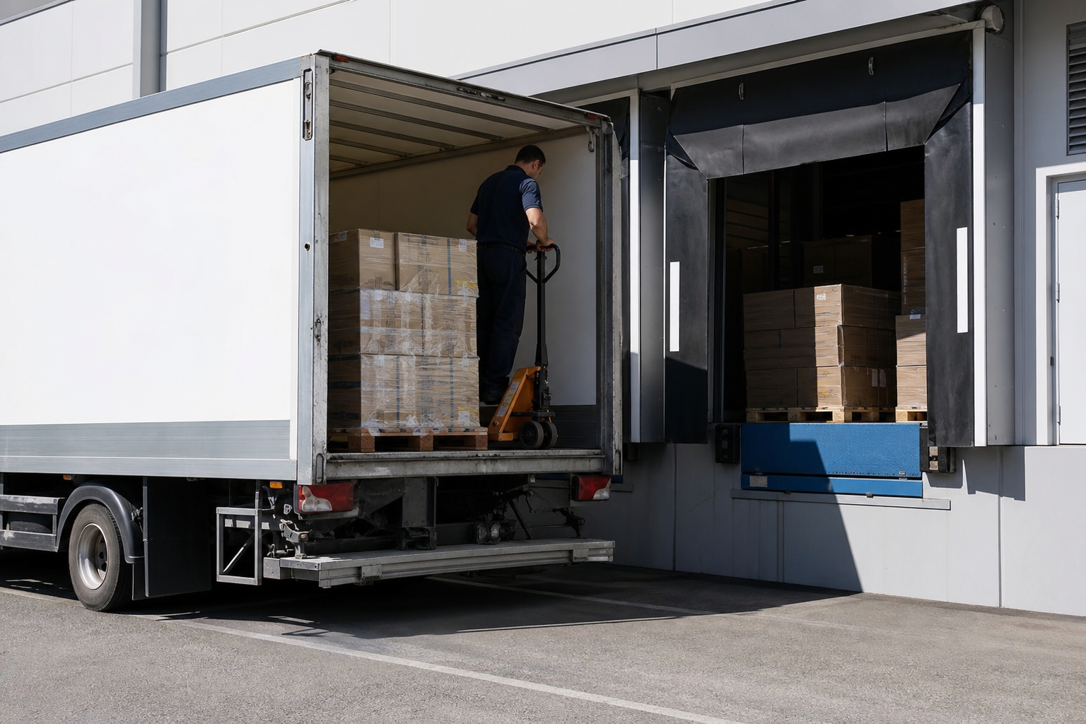 Delivery truck at warehouse loading dock