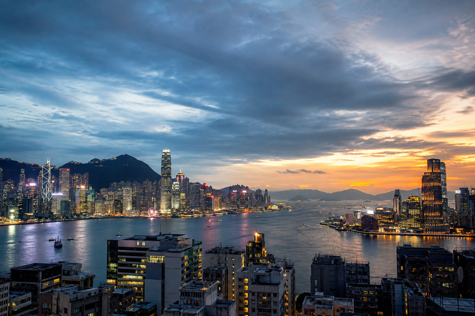 Hong Kong international trade hub skyline
